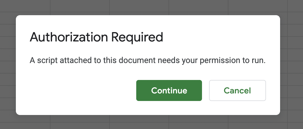Google Sheets - Authorize