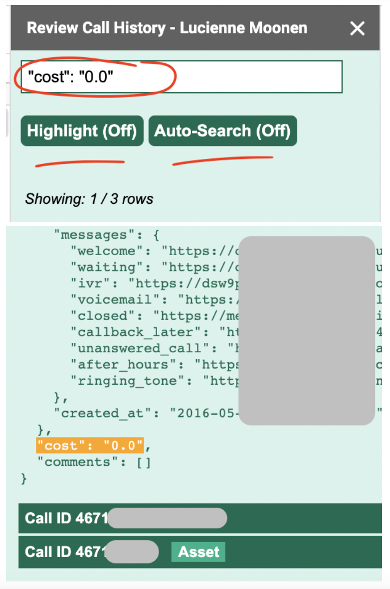 Calls - Search Features
