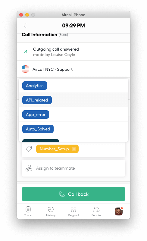 Tags in the Phone app
